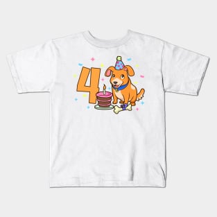 I am 4 with dog - kids birthday 4 years old Kids T-Shirt